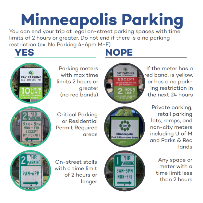 Picture of the Minneapolis parking rules page from the 5x5.