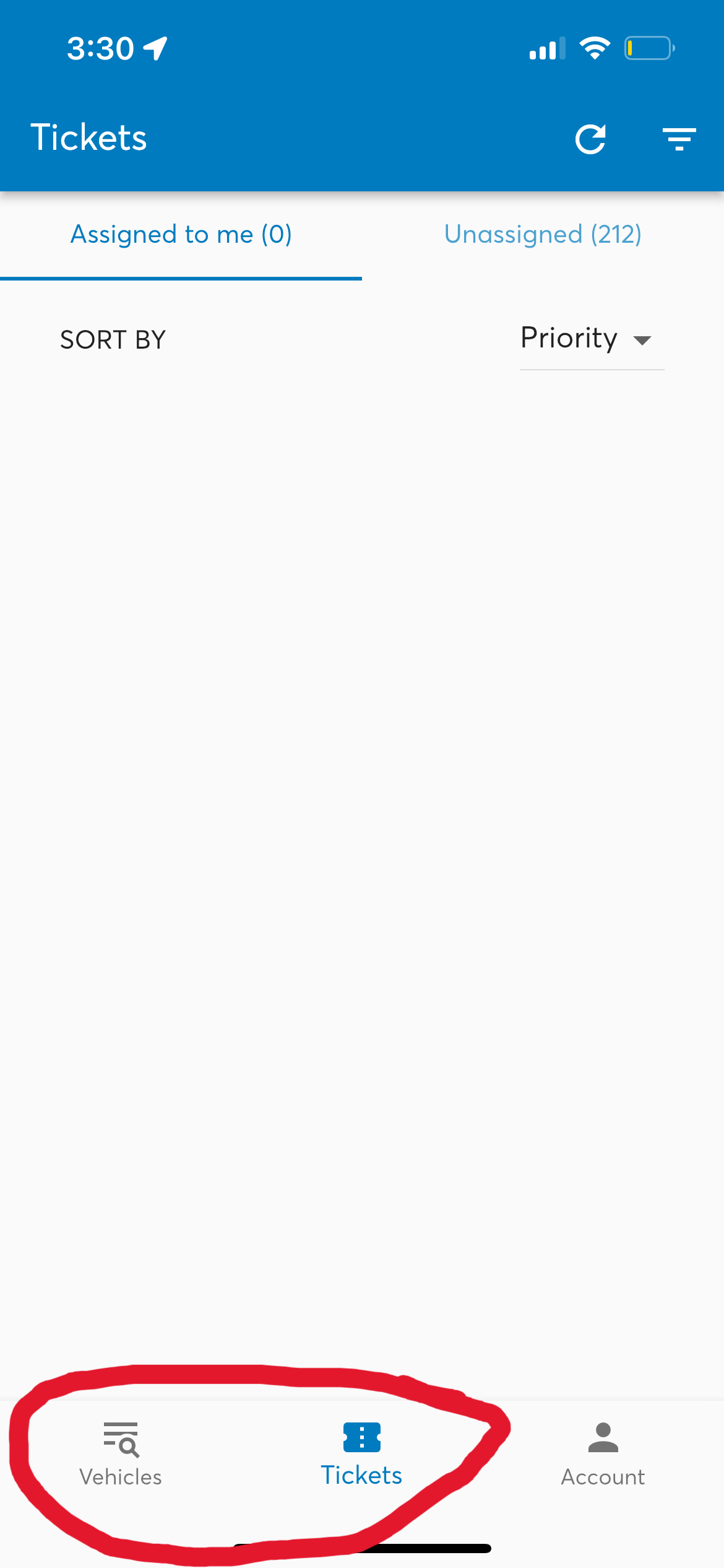 A screenshot of the tickets page of the Vulog app.