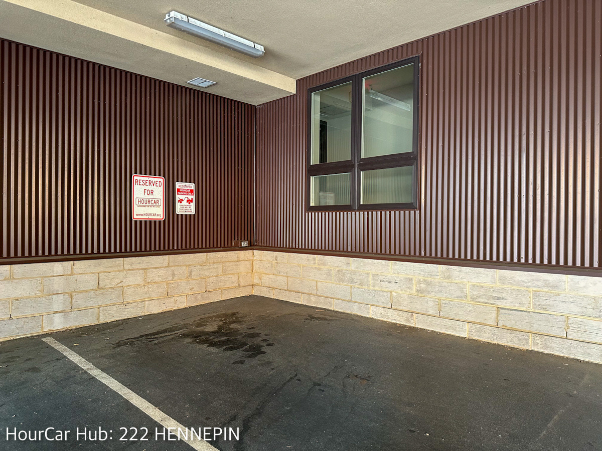 A picture showing the parking space in the 222 Hennepin hub.