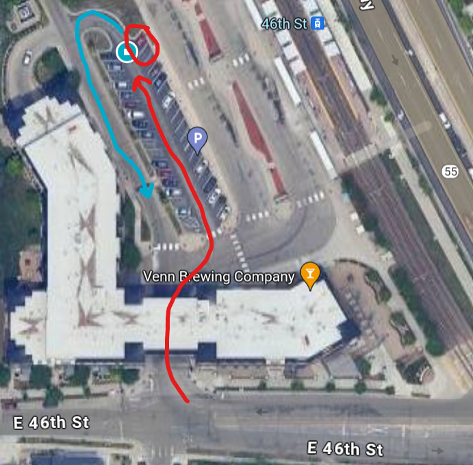 A map showing the 46th St LRT station hub.