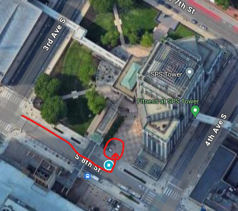 A map showing the 8th and 4th hub.