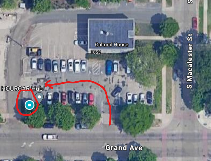 A map showing the location of the Macalester College hub.
