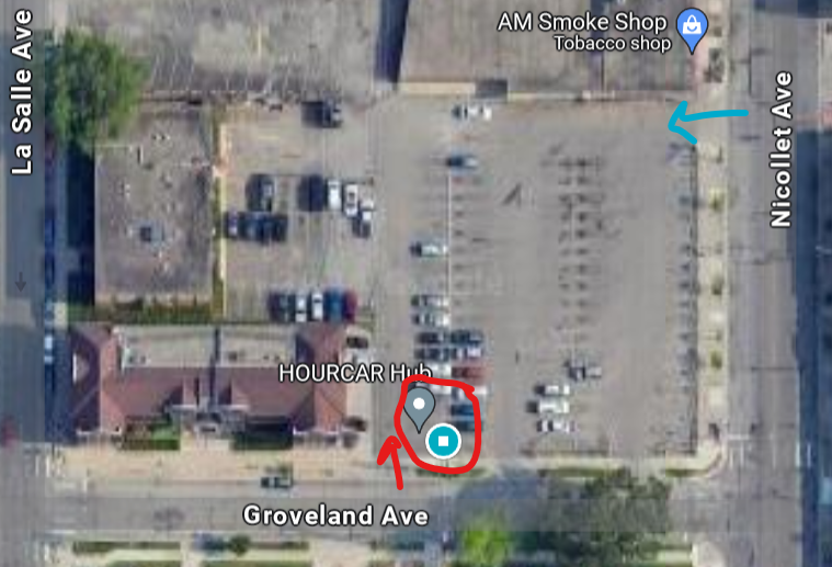 A map showing the Nicollet Groveland hub.