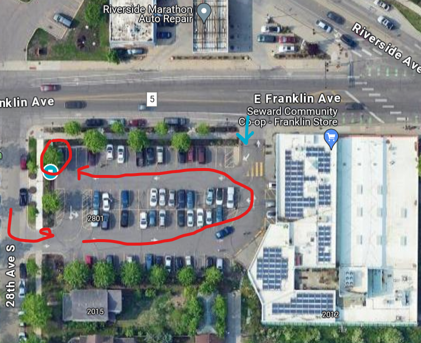 A map showing the Seward Friendship Store hub.