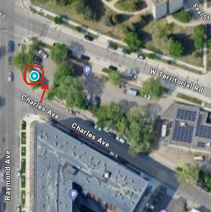 An overhead map of the Uni and Raymond hub.